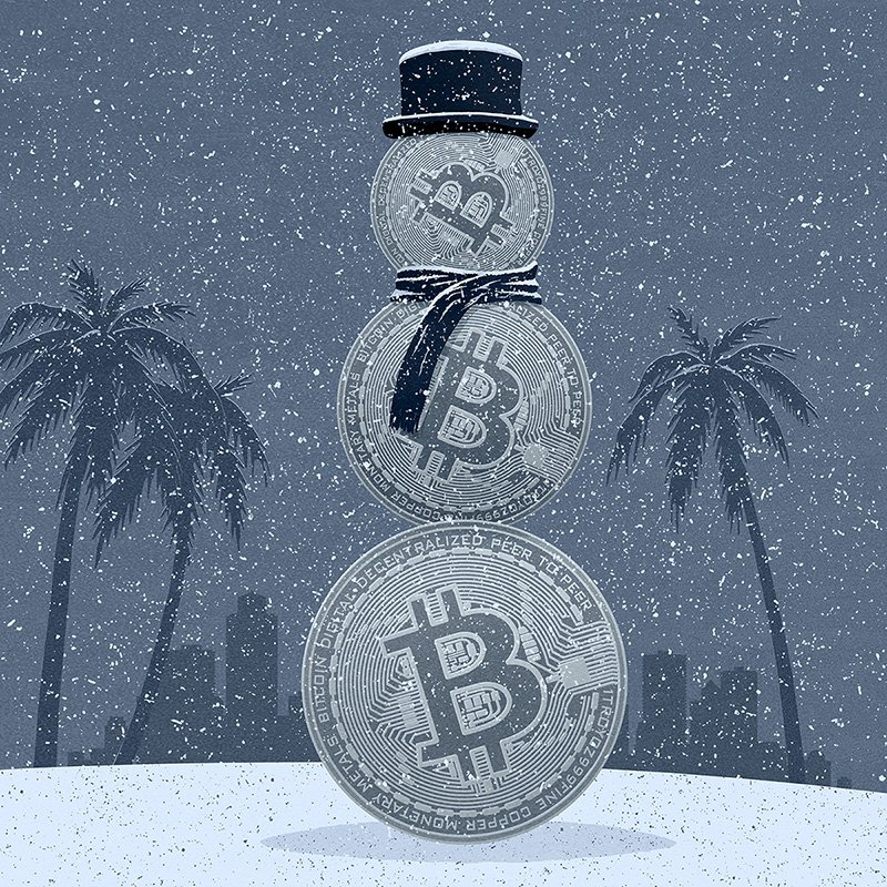 bitcoin snowman illustration