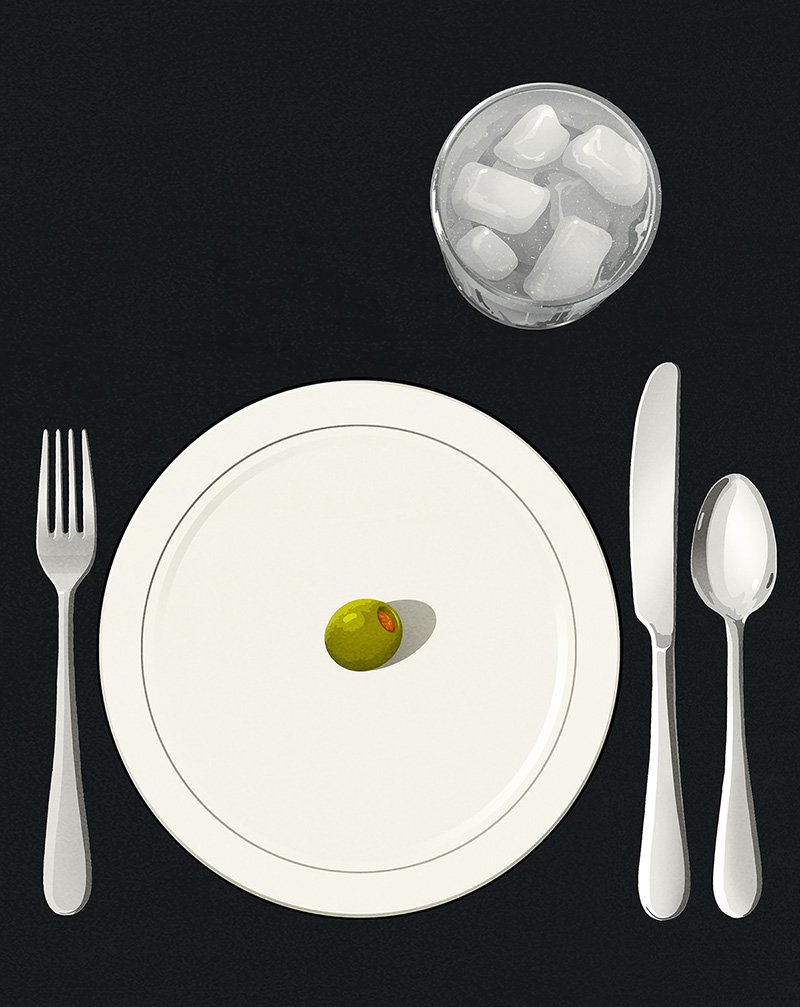 Illustration of plate with olive