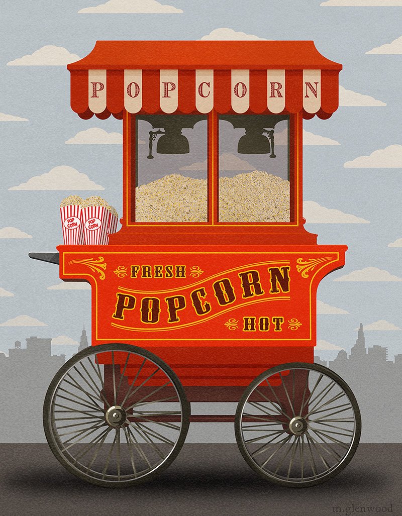 Popcorn vendor illustration