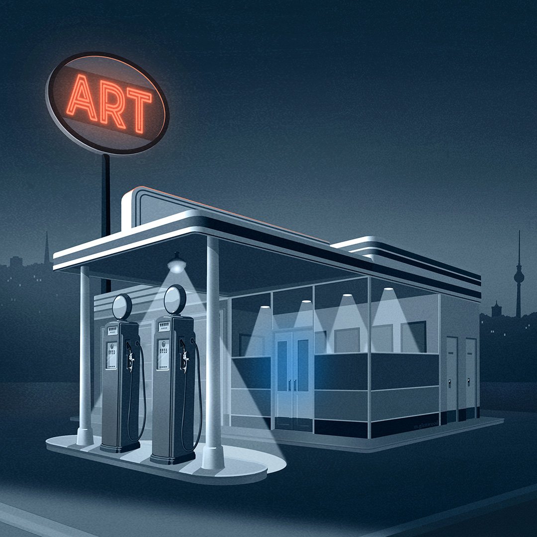 Illustration of a gas station