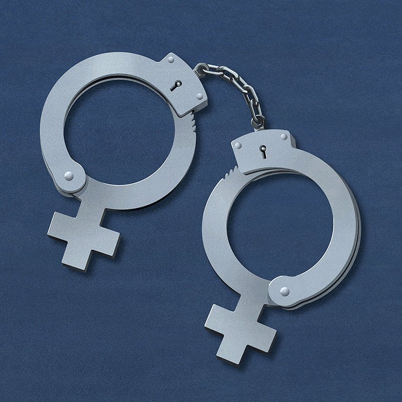 women handcuffed illustration