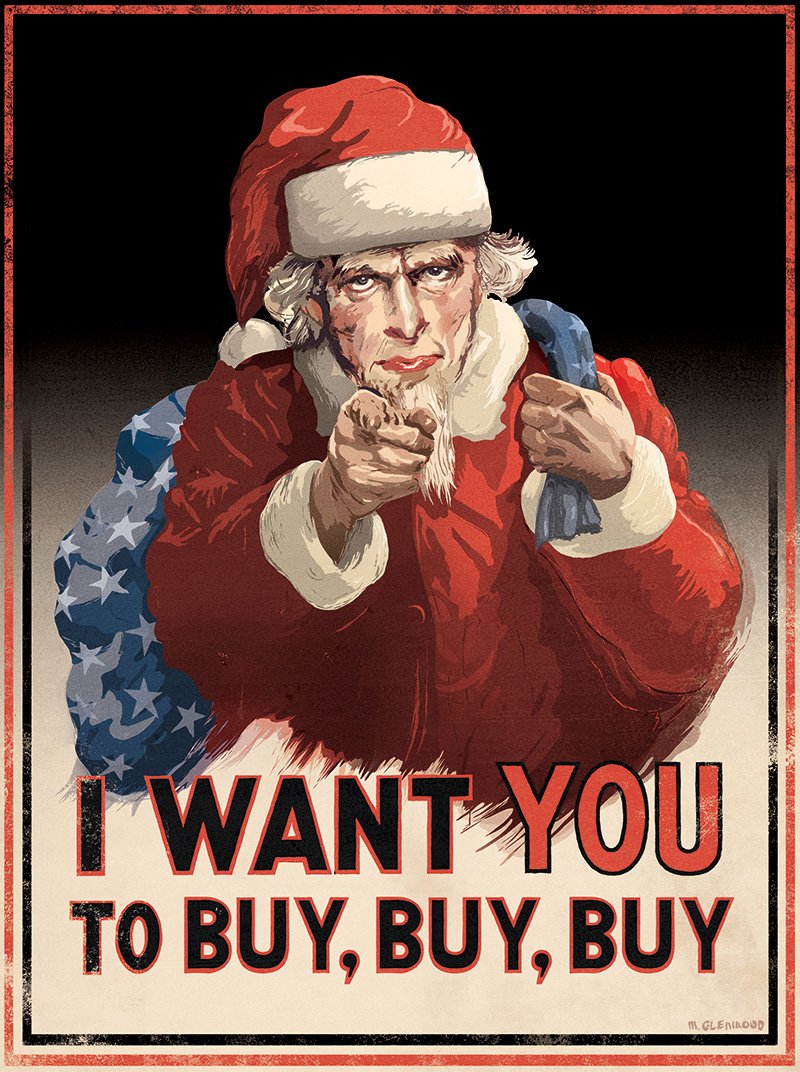 illustration - Uncle Sam Santa